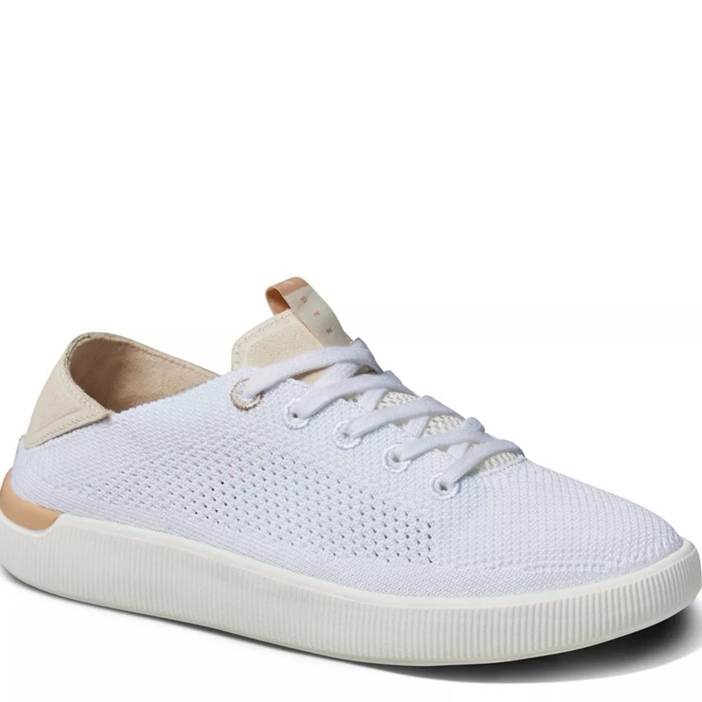 Reef White Knit Sneakers with Tan Accents